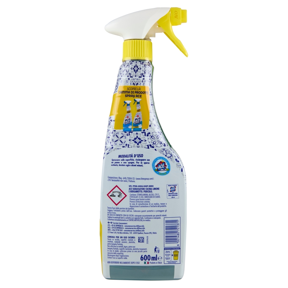 Ace Sgrassatore Cucina Limone e Bergamotto Senza Candeggina 600 ml